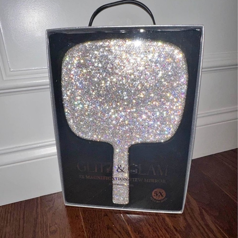 🎀GLITZ & GLAM TIKTOK VIRAL HANDHELD  MIRROR PERFECT MATCH MAKEUP BRUSHES SET